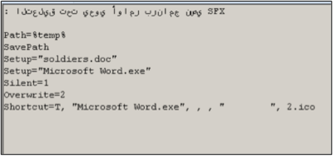 SFX settings inside malicious archive