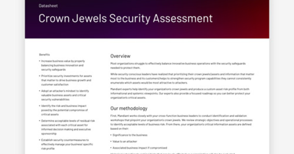 Crown Jewels Security Assessment Critical Information Assets