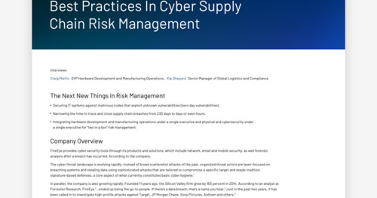 Cyber Security Chain Risk Management Best Practices | NIST